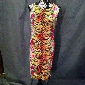 New Tiger & Flower Print Sleeveless Dress